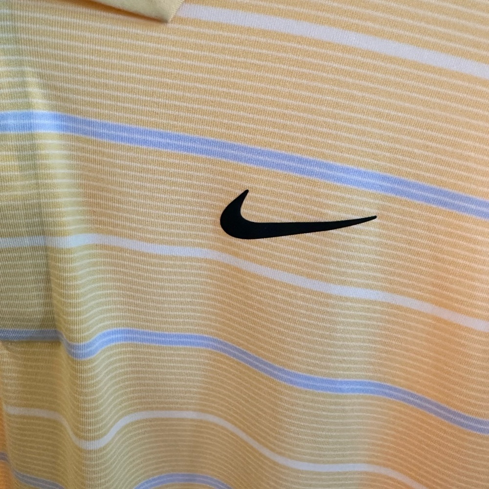Nike Tiger Woods Collection Dri-FIT Striped Golf Polo Topaz Gold - Picture 2 of 9